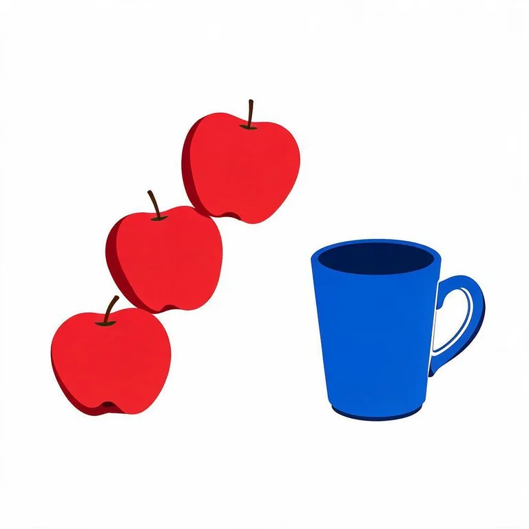 Seedream 5.0 Pro: three apples left, blue mug right